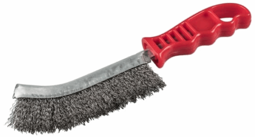 brosse acier poignée plastique rouge