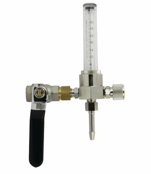 Rotamètre taré 3,5 bars avec vanne 1/4 de tour de 0 à 30 l/mn
