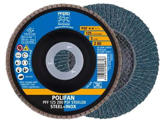 Disque à lamelle plat 125 ZR 80 PFF Inox/Acier