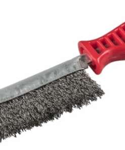 brosse acier poignée plastique rouge