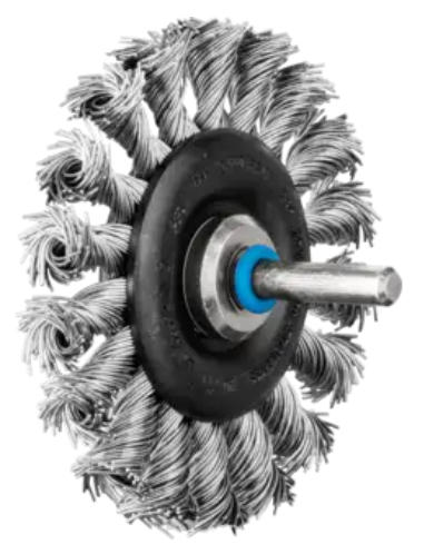 brosse plate sur tige 70x12/6 fil inox 0.50 torsadées