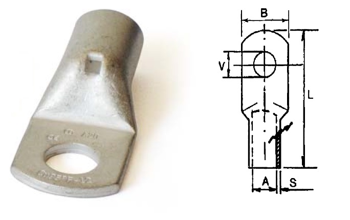 Cosse à oeil à sertir - Section:35/50mm²- Diamètre perçage:10mm