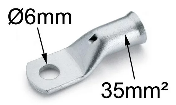 Cosse à oeil à sertir - Section:35mm²- Diamètre perçage:6mm