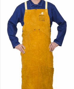 Tablier soudeur large  en cuir croûte avec bavette