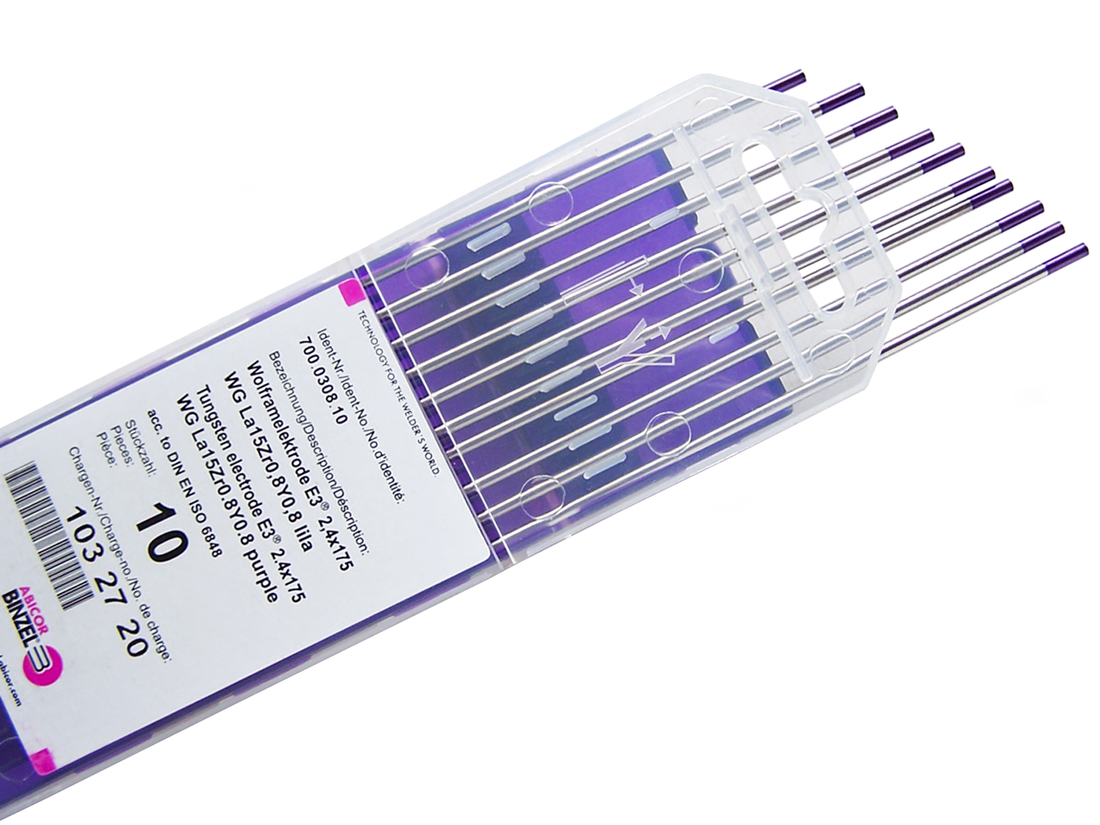Tungstène E3 LILA diamètre 1.6x150 boite de 10 pièces